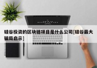 硅谷投资的区块链项目是什么公司[硅谷最大骗局启示]